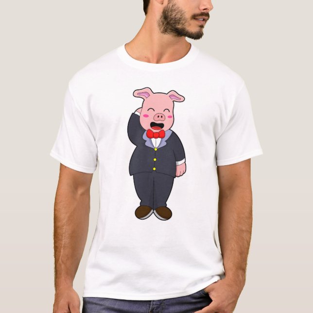 Gris som brudgumme med kostym och slips t shirt (Framsida)