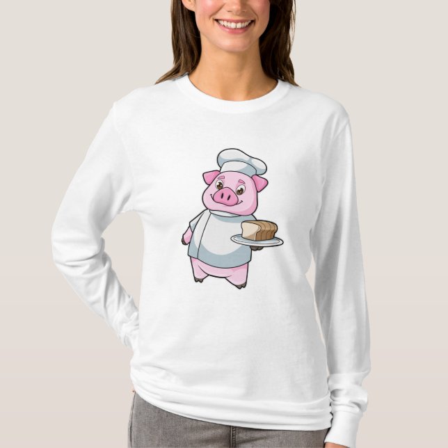 Gris som Chef med Platter och kummel T Shirt (Framsida)