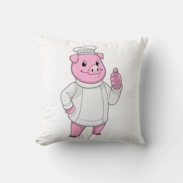Gris som Cook med Chef hat Kudde (Framsida)