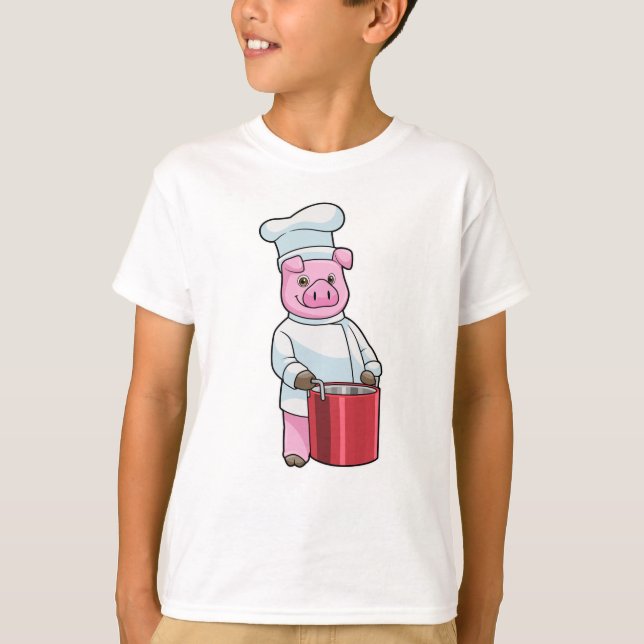 Gris som Cook med kokplats T Shirt (Framsida)