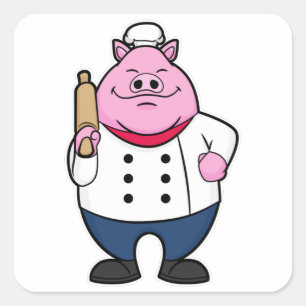 Gris som Cook med rullstift Fyrkantigt Klistermärke