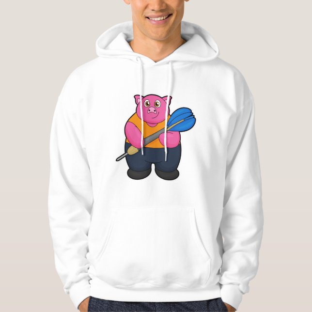 Gris som Dart-spelare med Darts Hoodie (Framsida)