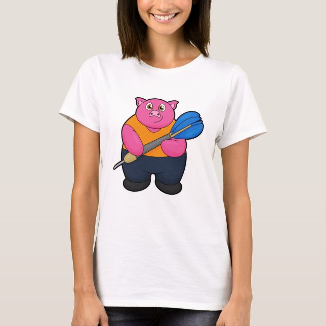 Gris som Dart-spelare med Darts T Shirt (Framsida)