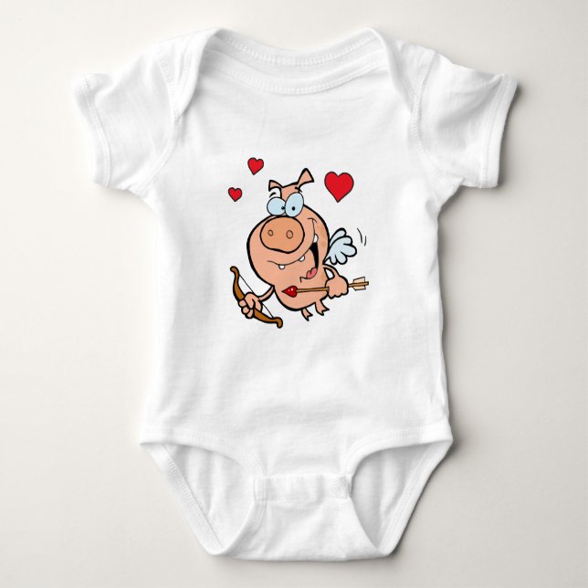 Gris som flyger med Bow och Pil T-shirt (Framsida)