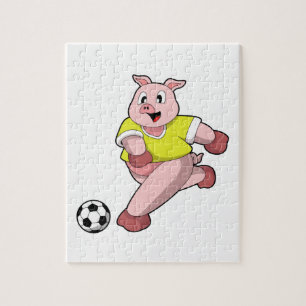 Gris som fotbollsspelare med fotboll pussel