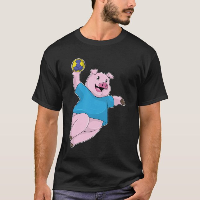 Gris som handbollsspelare med handboll t shirt (Framsida)