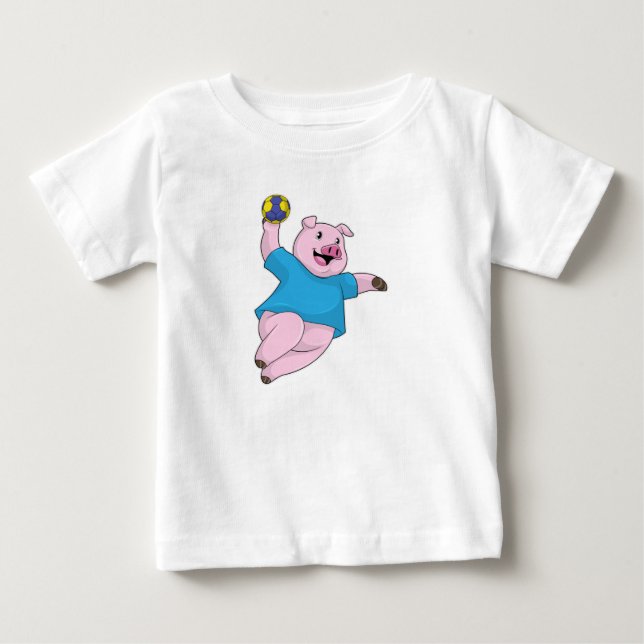 Gris som handbollsspelare med handboll t shirt (Framsida)