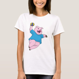 Gris som handbollsspelare med handboll t shirt