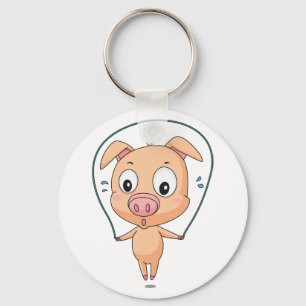 Gris som hoppar over Keychain Nyckelring