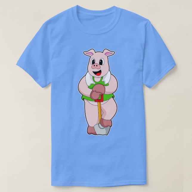 Gris som jordbrukare med Shovel T Shirt (Design framsida)