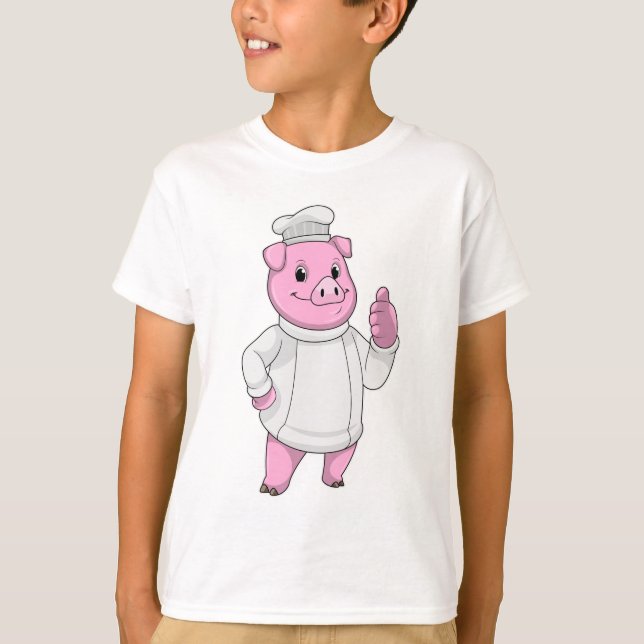 Gris som kock med kockmössa t shirt (Framsida)