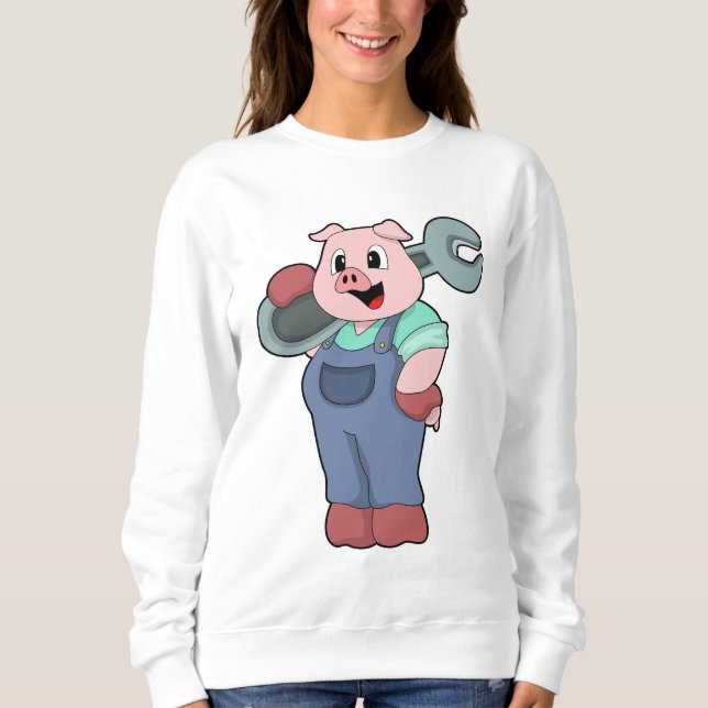 Gris som mekanik med Wrench T Shirt (Framsida)