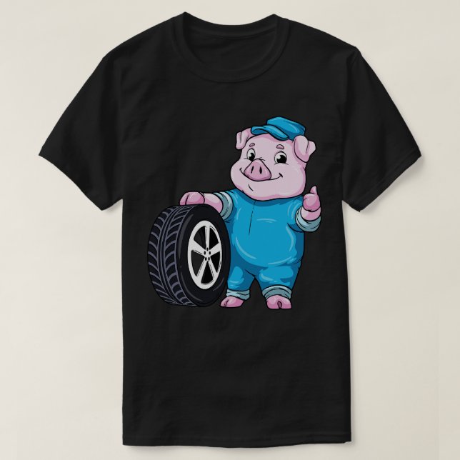 Gris som mekaniker med Däck T Shirt (Design framsida)