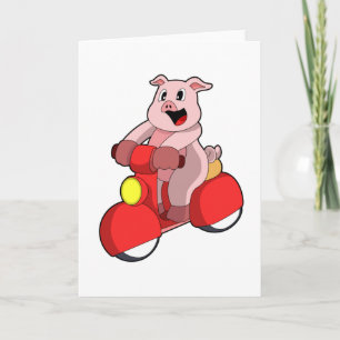 Gris som motorcyklist med skoter kort
