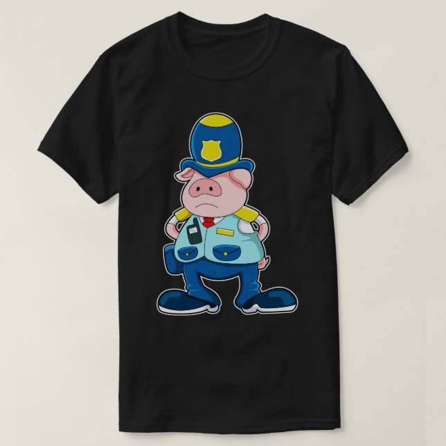 Gris som polistjänsteman med polisens Uniform Hat T Shirt (Design framsida)