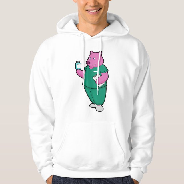 Gris som sjuksköterska med medicin hoodie (Framsida)