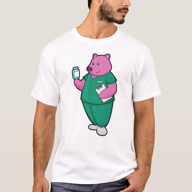 Gris som sjuksköterska med medicin t shirt (Framsida)