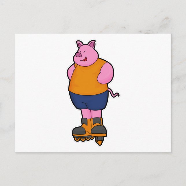 Gris som skateboardåkare med rullskridskor vykort (Framsida)