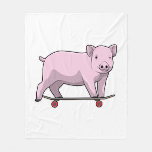 Gris som Skater med Skateboard Fleecefilt