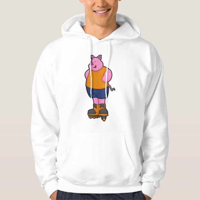 Gris som Skater med textbundna skal Hoodie (Framsida)