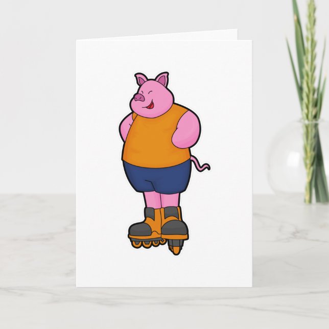 Gris som Skater med textbundna skal Kort (Framsida)