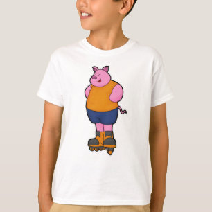 Gris som Skater med textbundna skal T Shirt