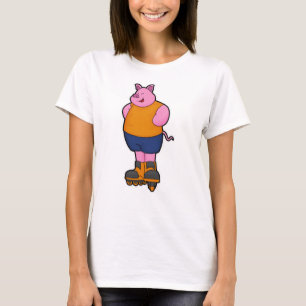 Gris som Skater med textbundna skal T Shirt