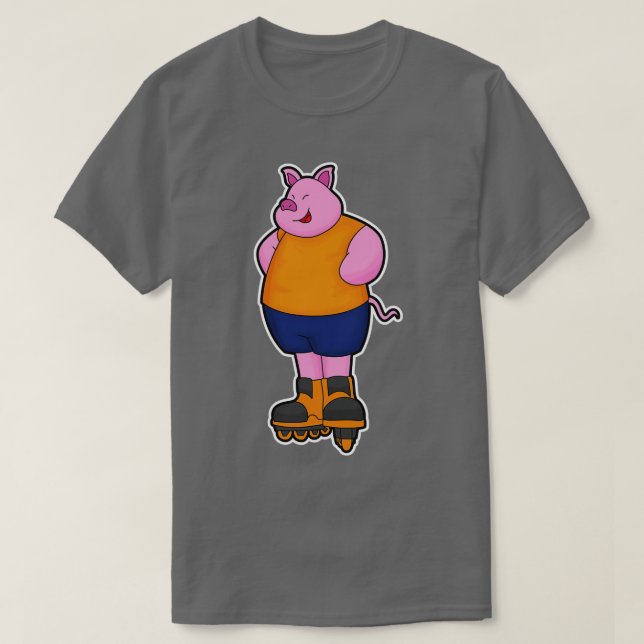 Gris som Skater med textbundna skal T Shirt (Design framsida)