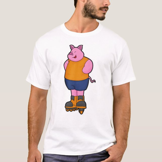 Gris som Skater med textbundna skal T Shirt (Framsida)