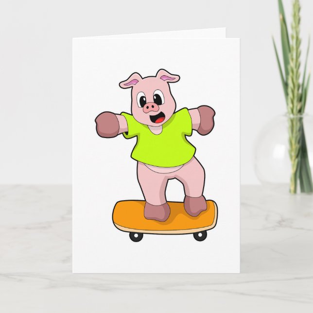 Gris som Skater på Skateboard Kort (Framsida)