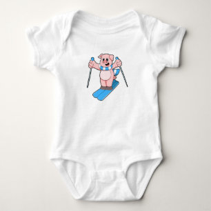 Gris som Skier med Ski Scarf & Ski-poler T Shirt