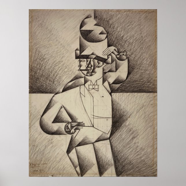Gris - Studie för man i en café Poster (Framsidan)