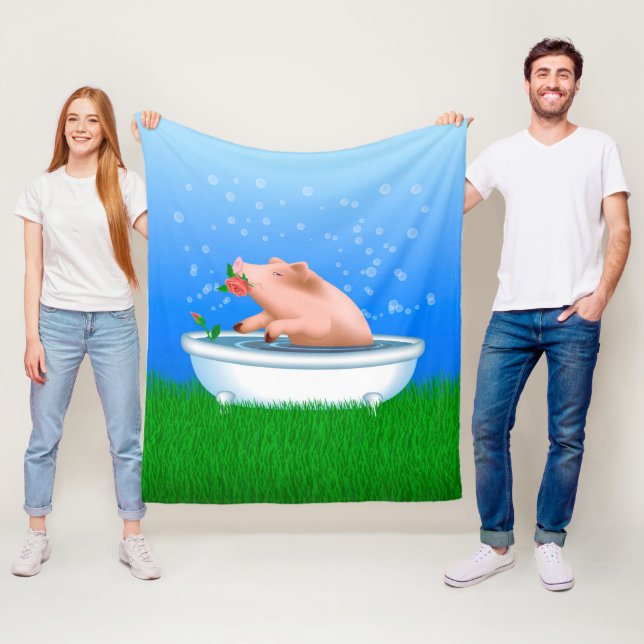 Gris tar Bath Fleecefilt (På plats)