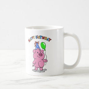 Gris tecknad på födelsedagen välj bakgrund fä kaffemugg