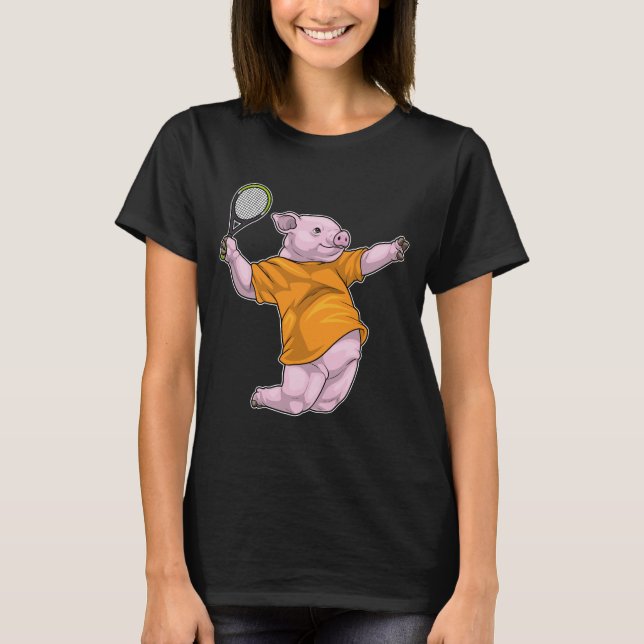 Gris Tennis Tennis Tennis racket T Shirt (Framsida)