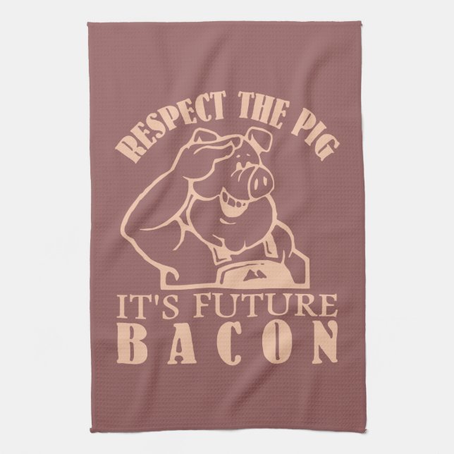 GRIS TILL BACON anpassningsbar färg kökshandduk (Vertikal)
