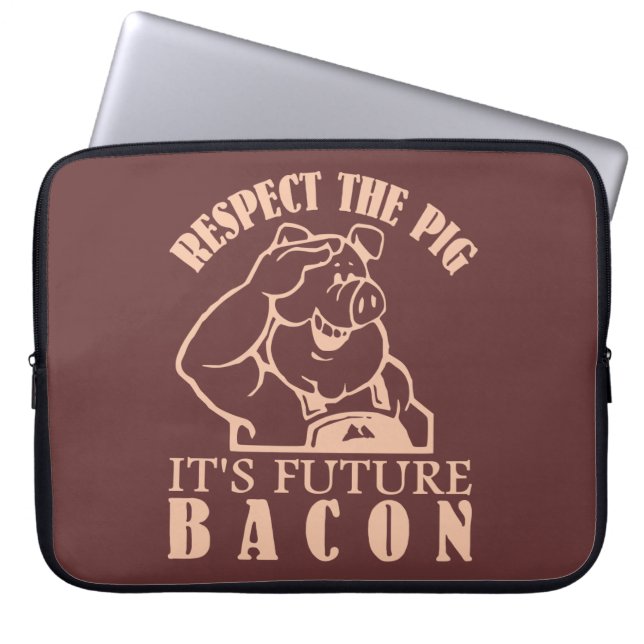 GRIS TILL BACON ANPASSNINGSBAR FÄRG LAPTOP SLEEVE (Framsidan)