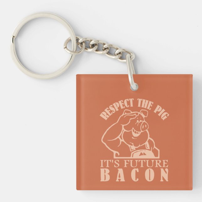 GRIS TILL BACON ANPASSNINGSBAR FÄRG NYCKELRING (Framsidan)
