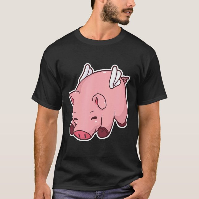 Gris Toppen Swine Hog Vingar Gift Idea T Shirt (Framsida)