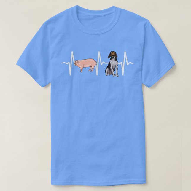 Gris Treeing Walker Coonhound Heartslag Hund älska T Shirt (Design framsida)
