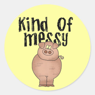 Gris-typ av Messy TShirts och presenter Runt Klistermärke