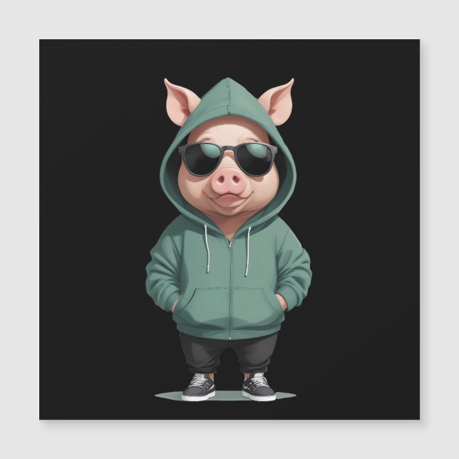 Gris under Hoodie Funny Coola Djurart Art (Framsida)