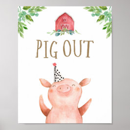 Gris ut Boskap Barnyard Boy Birthday Poster