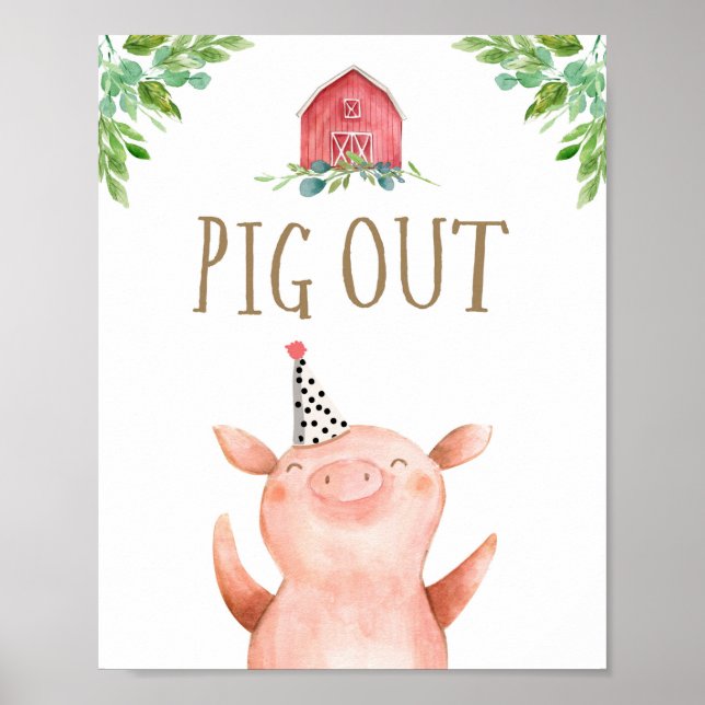 Gris ut Boskap Barnyard Boy Birthday Poster (Framsidan)