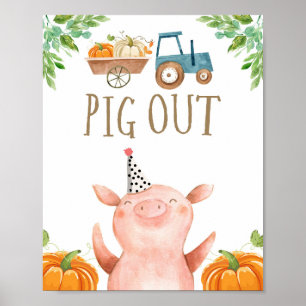 Gris ut Boskap Pumpkin Fall Boy Birthday Poster
