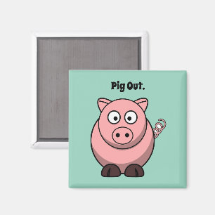 Gris ut Rosa Gris Tecknad, finare BQ-hyttdesign Magnet