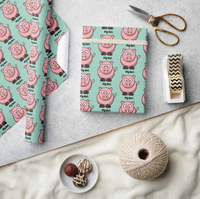 Gris ut Rosa Gris Tecknad, finare BQ-hyttdesign Presentpapper (Hantverk)