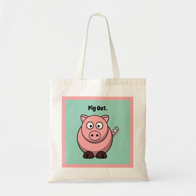 Gris ut Rosa Gris Tecknad, finare BQ-hyttdesign Tygkasse (Framsidan)