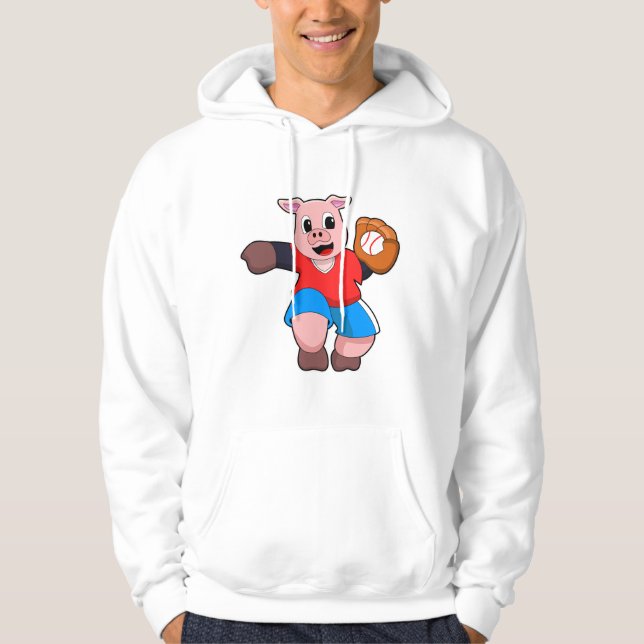 Gris vid Baseball med baskiska handskar Hoodie (Framsida)