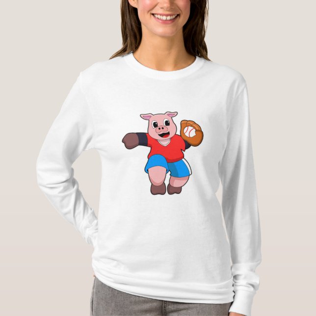 Gris vid Baseball med baskiska handskar T Shirt (Framsida)